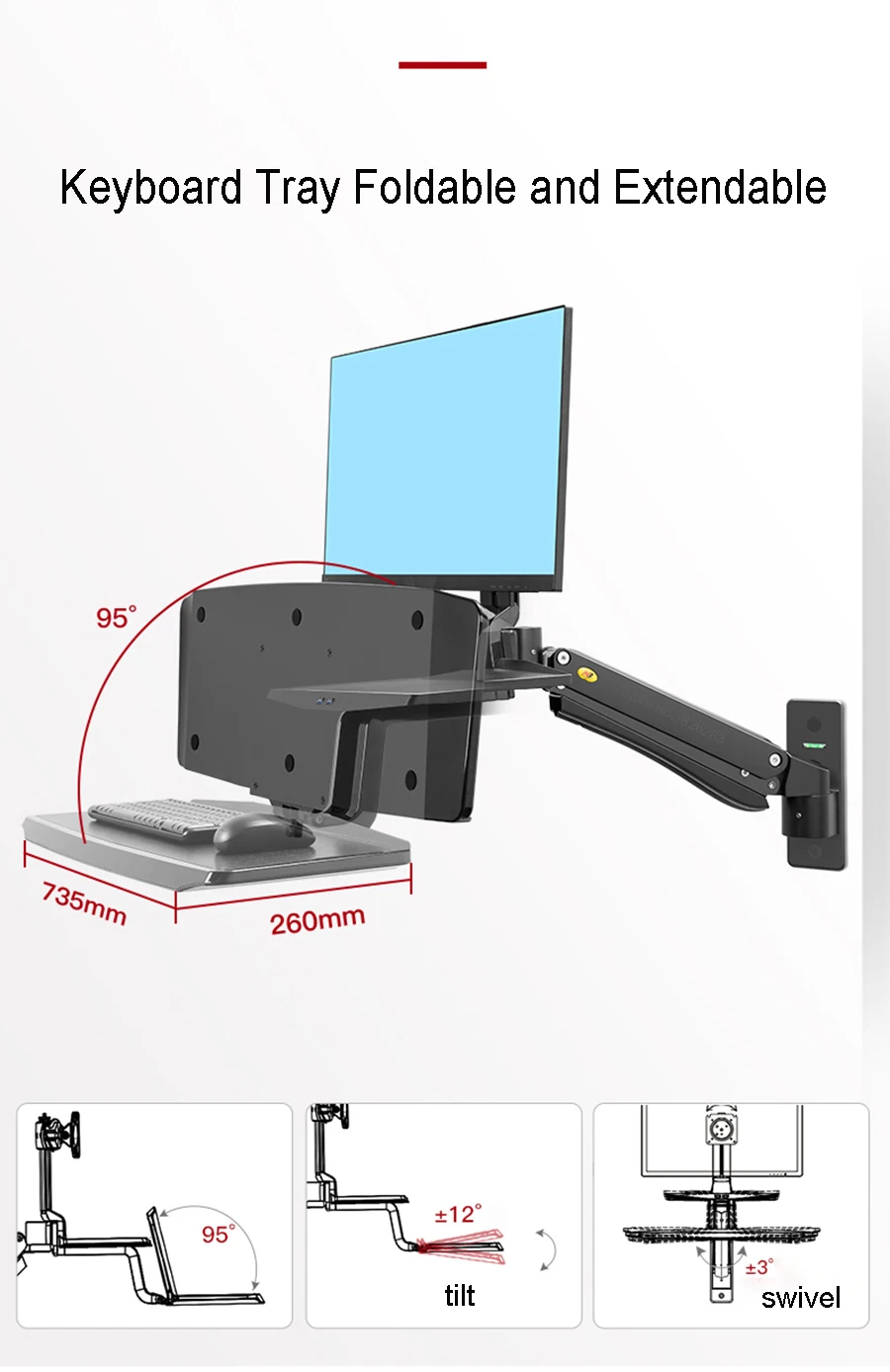 NB MC55 Ergonomic Sit Stand Workstation 24-35 inch