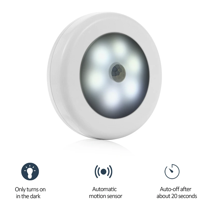 

6 LEDs Infrared PIR Body Motion Sensor LED Night Light Wireless Sensor Detector Wall Light Home Cabinet Closet AAA Battery Lamp
