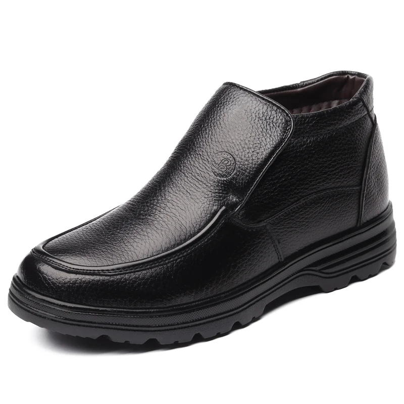 

2018 Newly Man Genuine Leather Boots Winter Leather Snow Shoes Wool Inner Anti slip Father Ankle Boots 38-44 Man Snow Boots