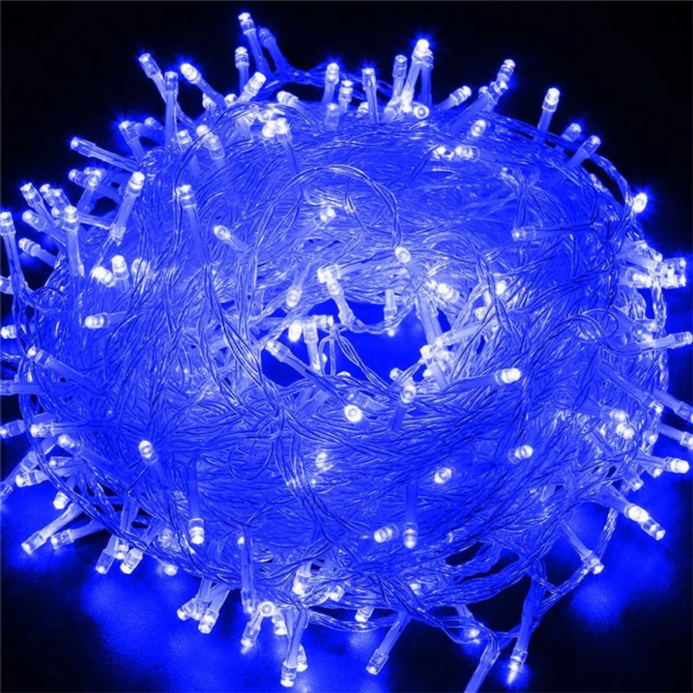 blue white Christmas string lights 1