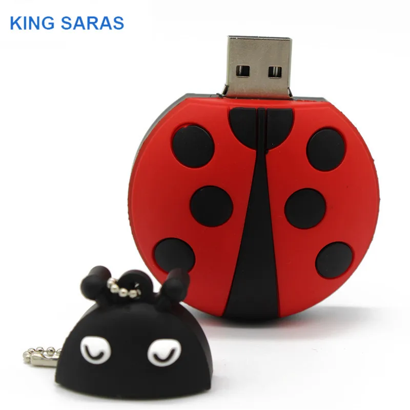 Король SARAS с мультипликационным принтом «Жук», модель usb2.0 4 GB/8 GB/16 GB/32 GB/64 ГБ флэш-накопитель USB флэш-накопитель креативный Подарочный флэш-Стик Pendrive