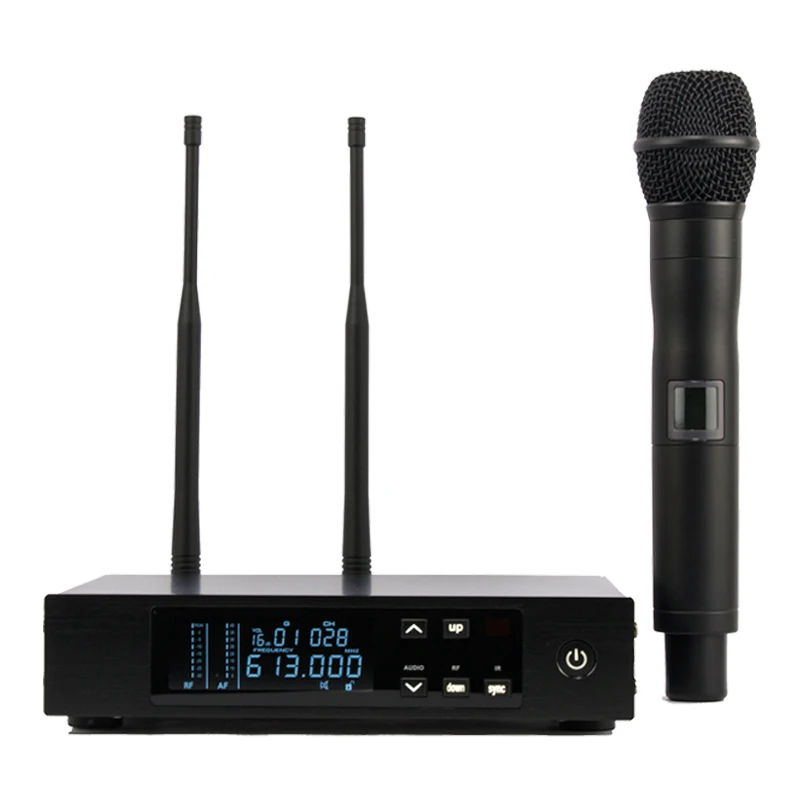 

Top Quality 2 Antennas for Stage !! True Diversity UHF Digital Wireless Microphone System Single Handheld Mic with Aluminum Case