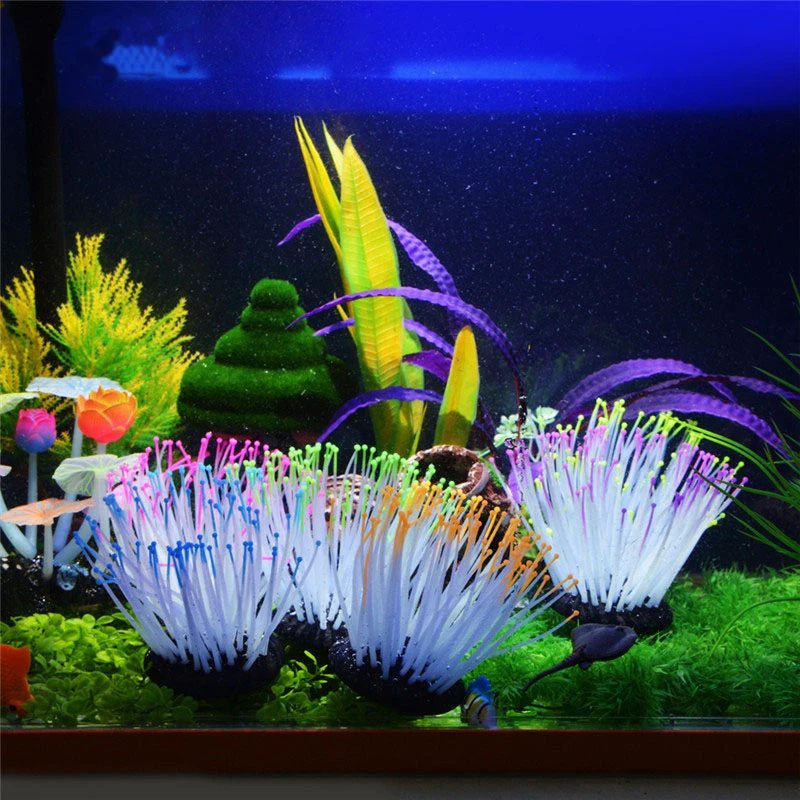 6pcs/Lot Artificial Coral Plant Fish Tank Decoration Under Water Light Glowing 