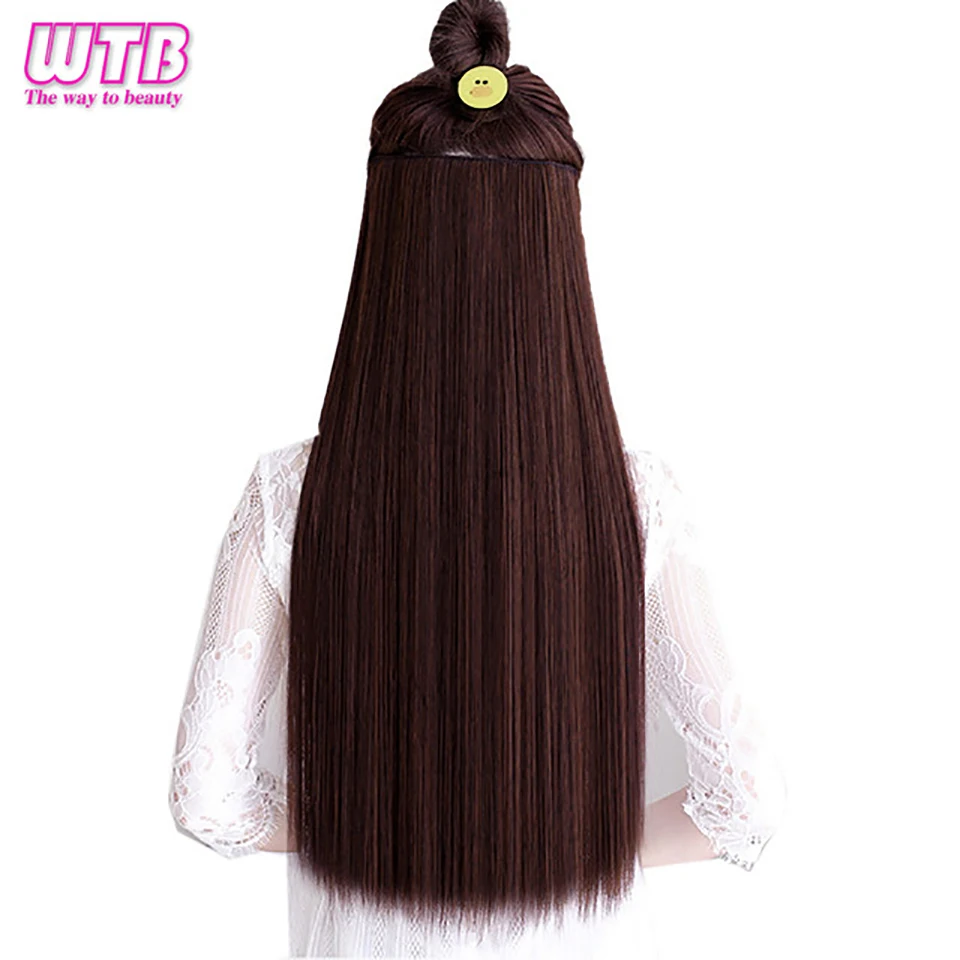 

WTB 24" Synthetic Long Straight 5 Clips in Fake Hair Extension High Tempreture Fiber Fake Hairpiece Hairstyle