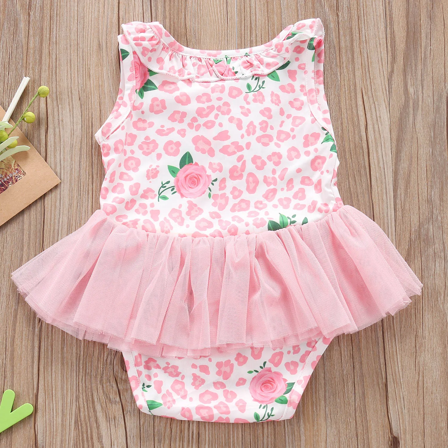 Newborn Toddler Baby Girls Cotton Clothes Rose Print Romper Summer sleeveless Sunsuit Tutu Dress