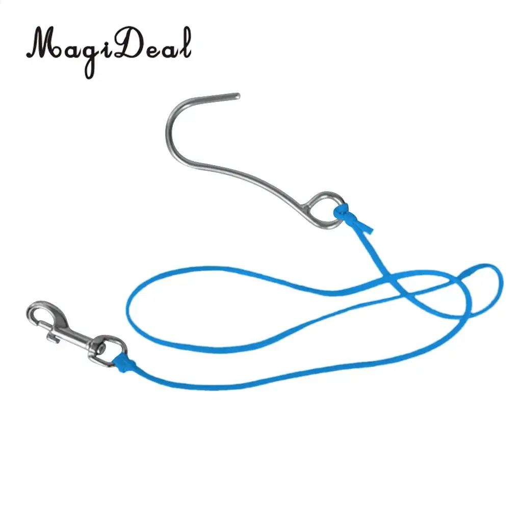MagiDeal Scuba Diving Reef Drift Hook with 47' Line & Stainless Steel Clip for Snorkeling Freediving Swimming Caving Accessory