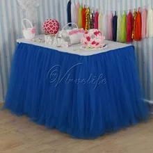 Ярко-синий тюль пачка настольная юбка пользовательская Страна Чудес Тюль настольная юбка ing свадьба день рождения, детский душ вечерние украшения