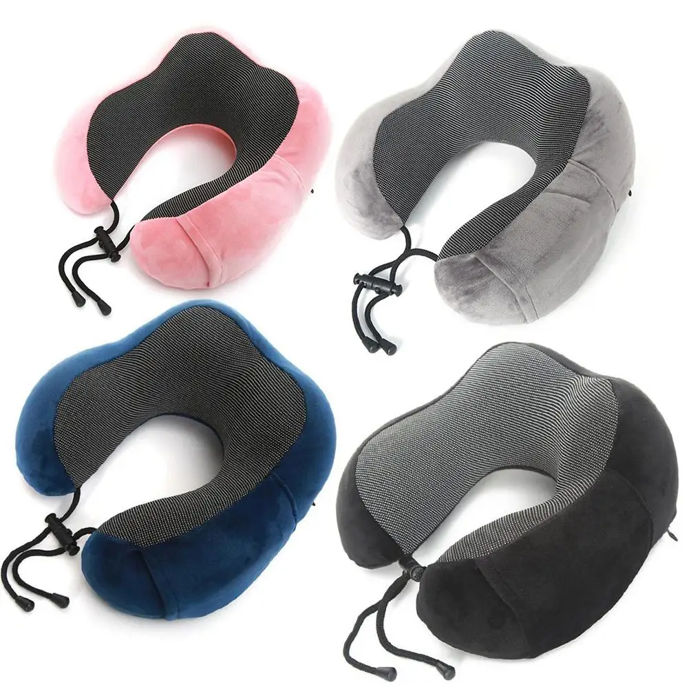 

Memory Cotton U-shaped Cushion Set Can Be Stored Aircraft Magnetic Cloth Travel Portable Memory Foam Neck Pillow Adjustable