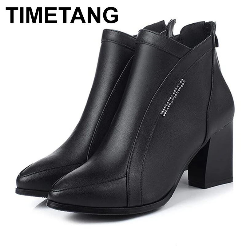 stylish leather high heel women boots