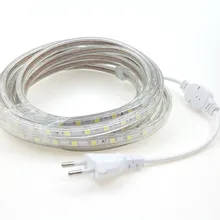 220 Volt 5050 LED Strip Lights Ruban 25m 14m 15m 10m 9m 5m 4m 3m Waterproof luces led tiras EU Plug for Garden Kitchen Lighting