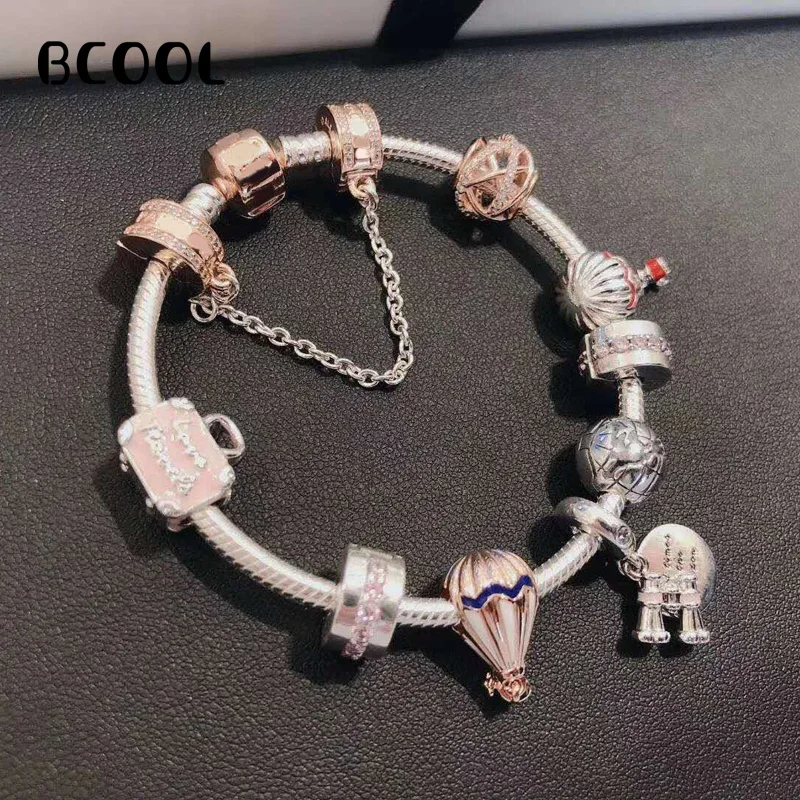 

BCOOLDIY Jewelry Charm Fashion Silver 925 Original Bracelet, Suitable For Women's New Hot Air Balloon Bag Bracelet Jewelry Gifts