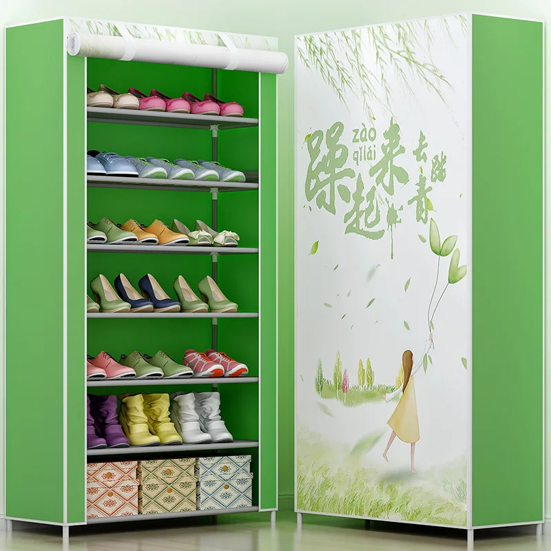8 Tiers Creative Modern Shoe Closet Assembled Nonwoven Close Door Furniture Boxes Shoes Storage Hallway Standing Organizer Shelf