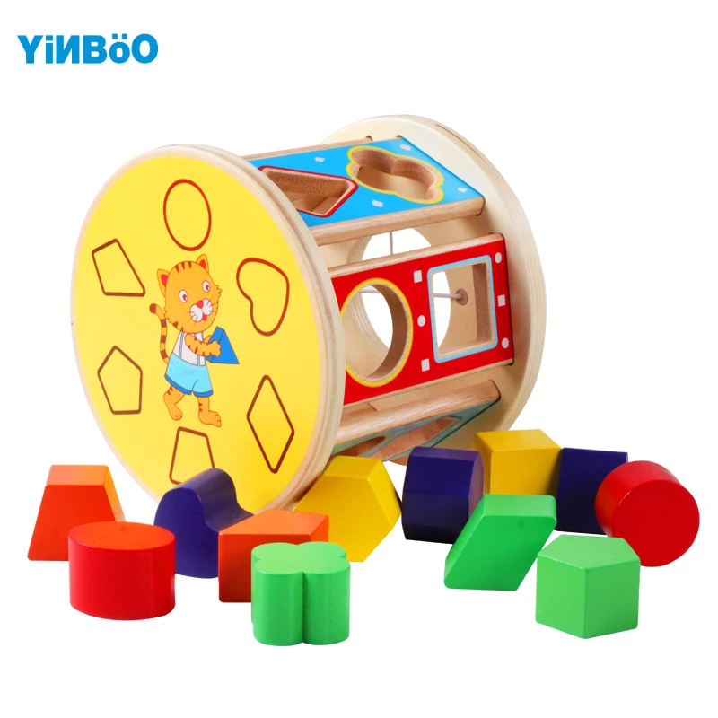 

Baby Toys for Children Wooden Round Classic Multi Shape Sorter Block for Kids Threading Early Educational Game Christmas Gift