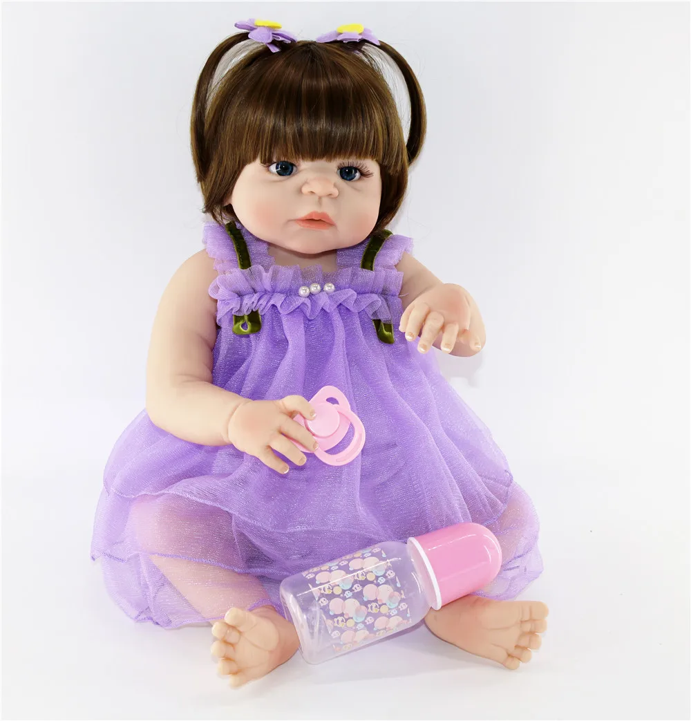 

Reborn de silicone real bebe doll 23"57cm child reborn babies girl doll gift can bathe menina bonecas can bathe