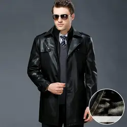 Осенне-зимняя куртка мужская 2019 кожаные куртки мужские пальто деловые повседневные пальто из искусственной кожи толстые большие размеры