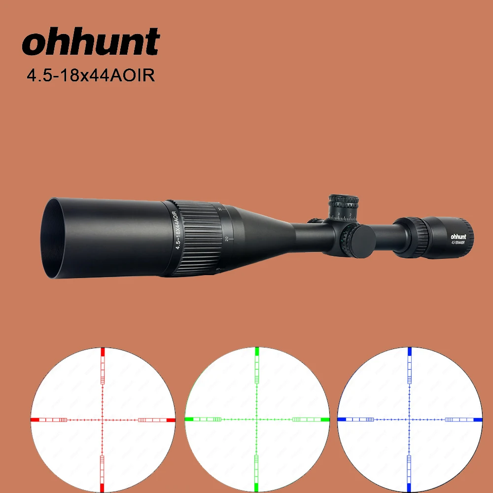 

ohhunt 4.5-18x44 AOIR Tactical Optics Sights RGB Glass Illumination Reticle with Windage Elevation Lock Rifle Scope