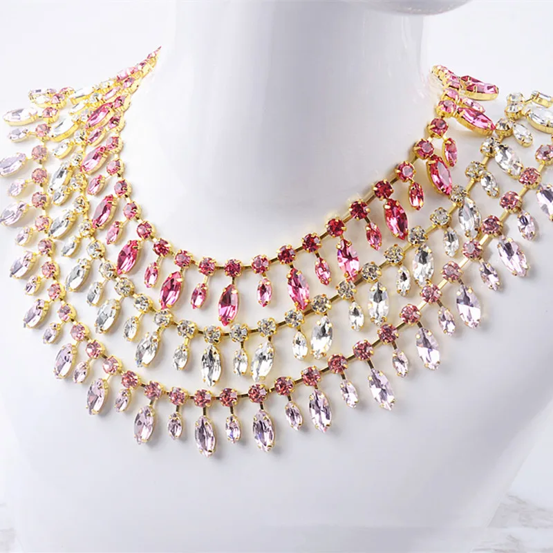 

SINUAN Rhinestone Chain Sew-On Strass Cristal Tape Decorative Glass Stones 9style Rhinestone Chain Belt Accessories For Sewing