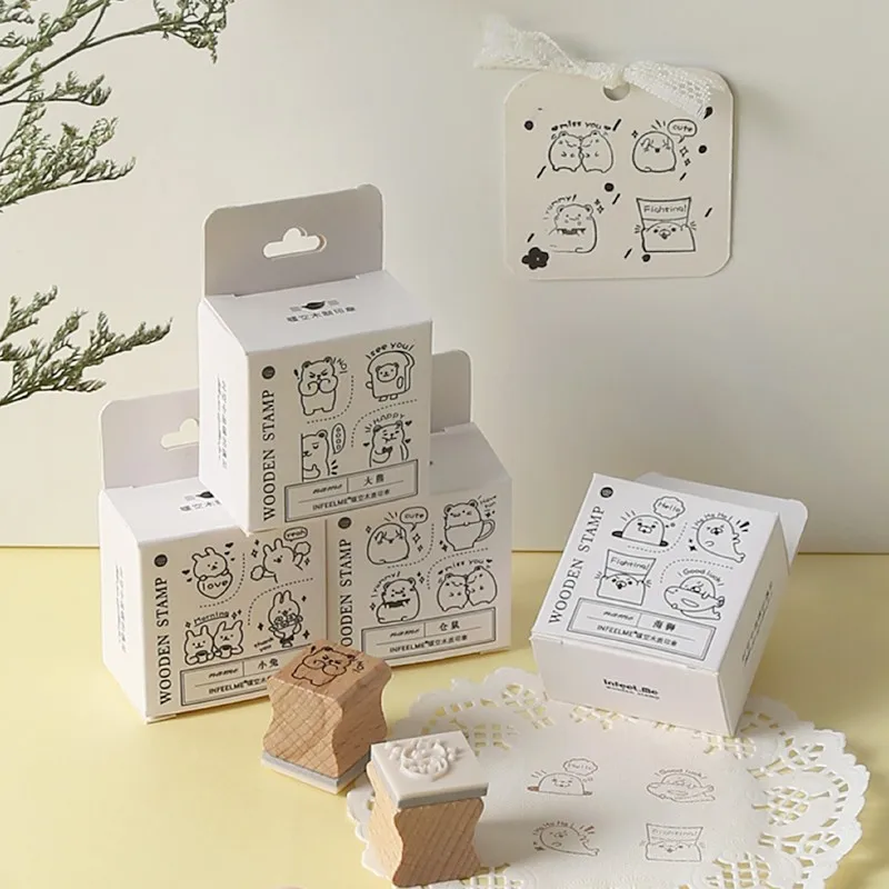 

Kawaii Hamster Rabbit decoration stamp set wooden rubber stamps for scrapbooking stationery DIY craft standard stamp