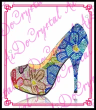 Aidocrystal 2016 new women shoes pumps flower sexy rhinestone round toe high heels ladies fashion brand wedding platform shoes