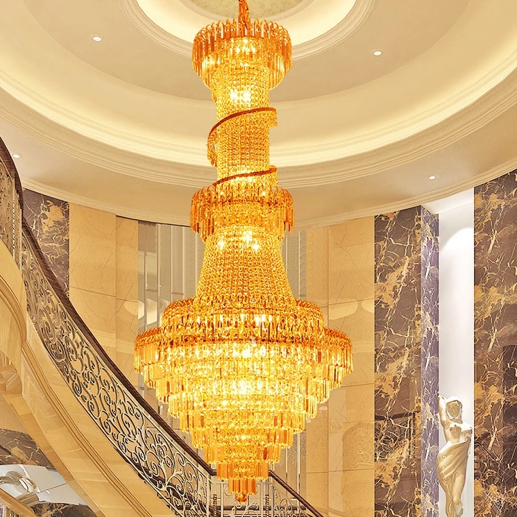 Gold Crystal Chandelier Luxury Long Gold Crystal Chandelier Lights