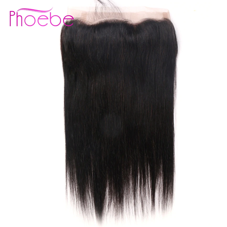

Phoebe Hair Pro-Colored Brazilian Straight Hair 360 Lace Frontal Closure With Baby Hair Lace Frontal Natural Color Non-Remy Hair