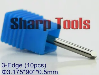 

0.5MM 90 Degree 3-Face V Micro Tool CNC PCB Engraving Bits End Mill Solid Carbide Cutter, Stone Wood End Mill Cutter Router Bit