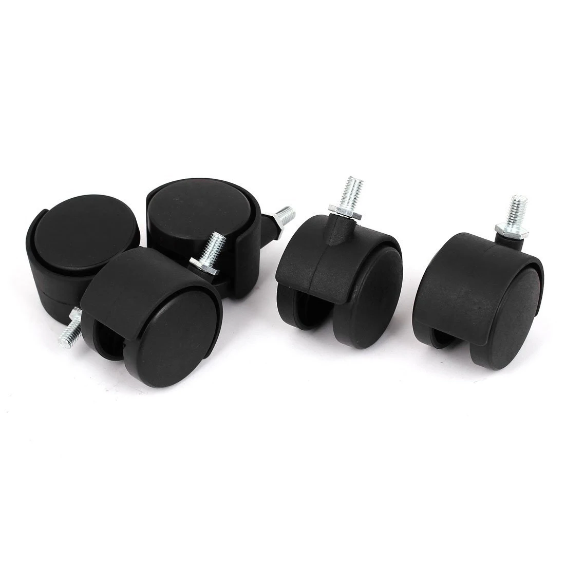 

Hot 10mm Threaded Stem 2 Inch Dia Wheel Chair Swivel Caster 5 Pcs Black
