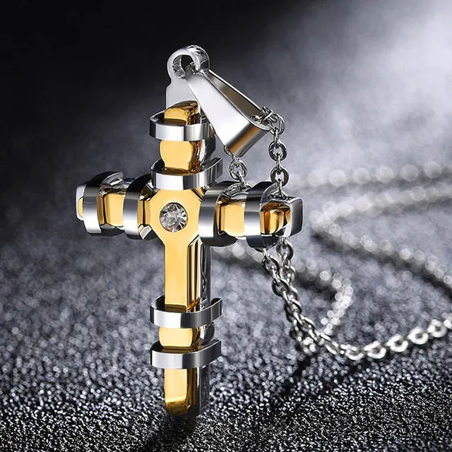 Unique Cross Pendant Men Necklace Retro Fashion Jewelry Collares