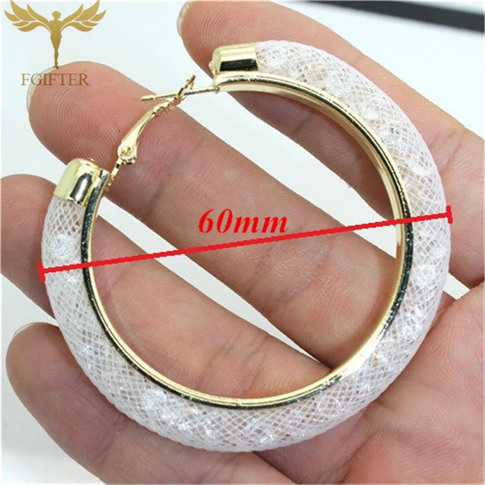 Fgifter дизайн модное кольцо с австрийскими кристаллами Серьги Геометрические круглые блестящие золотые стразы большие серьги ювелирные изделия для женщин