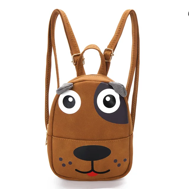 Fashion Children Backpack Female PU Leather Cute Dog Teenage School