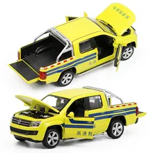 Моделирование 1:30 Amarok пикап модель металлического сплава, металлический звук и свет оттяните назад мальчик спасательная игрушка, модель автомобиля