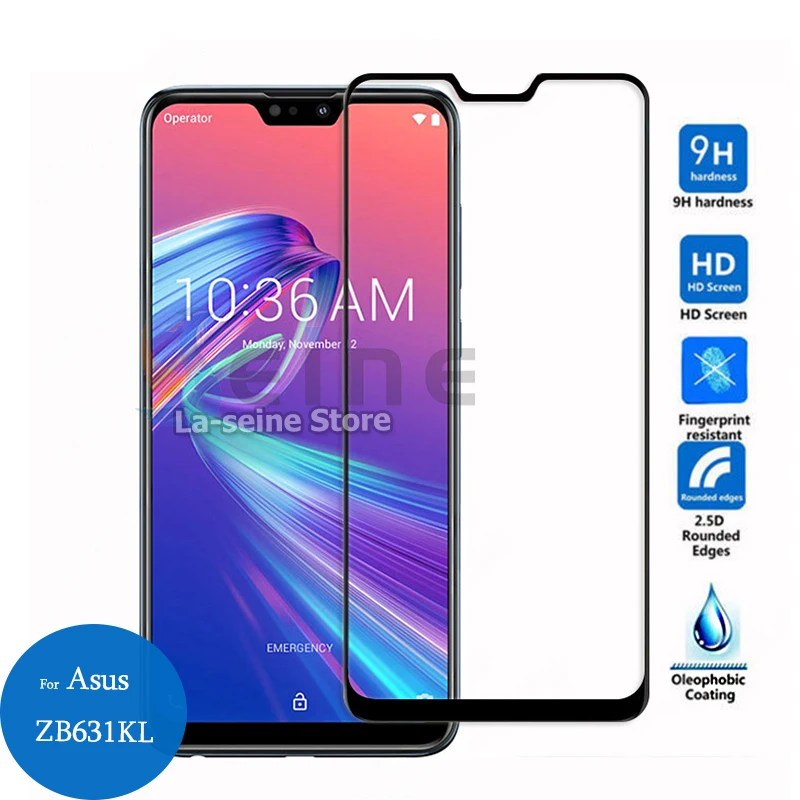 

For Asus Zenfone Max Pro M2 ZB631KL Full Cover Screen Protector 9H Tempered Glass Protective Film On ZB631 631KL 631 6.26 inch