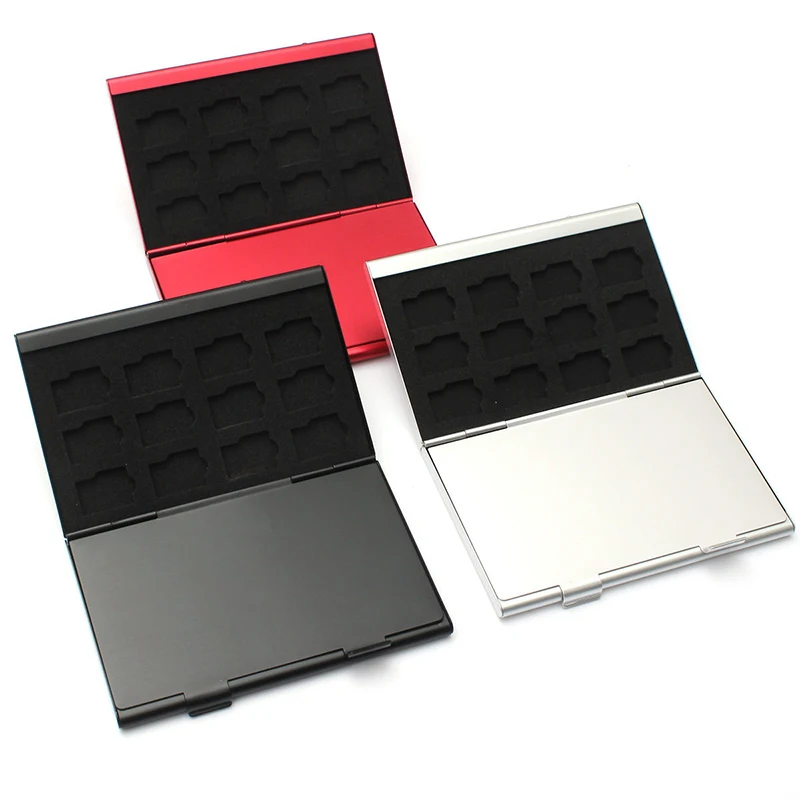 Алюминий карты памяти Дело Box Держатели для 24 шт. TF Micro-SD карты случайный цвет