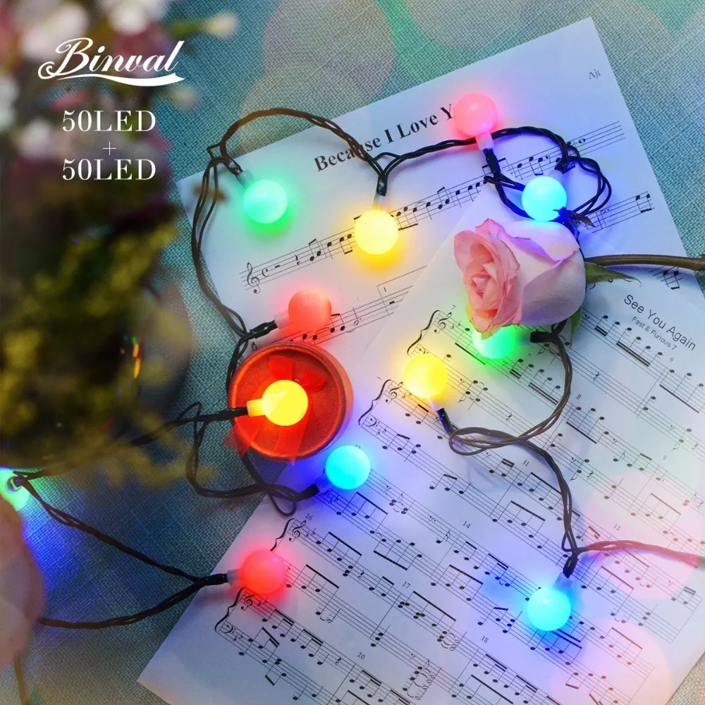 Binval Солнечная 50 светодио дный LED s шар рождественское свадебное украшение сказочные огни садовый декор Свадебные светодио дный фонари