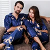 Couple Silk Satin Pajamas Pyjamas Set Long Sleeve Sleepwear Pijama Pajamas Suit Women And Man Sleep 2PC Set Loungewear Plus Size ► Photo 2/6