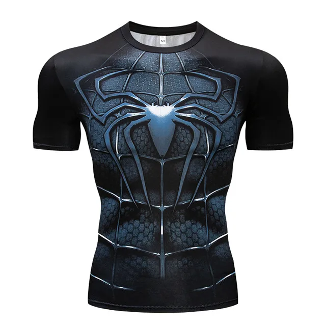 Marvel рубашка с супергероем компрессионное мужское Джерси деловой костюм велосипедная рубашка с коротким рукавом высокое дышащее нижнее белье Джерси Мужская ММА - Цвет: 21