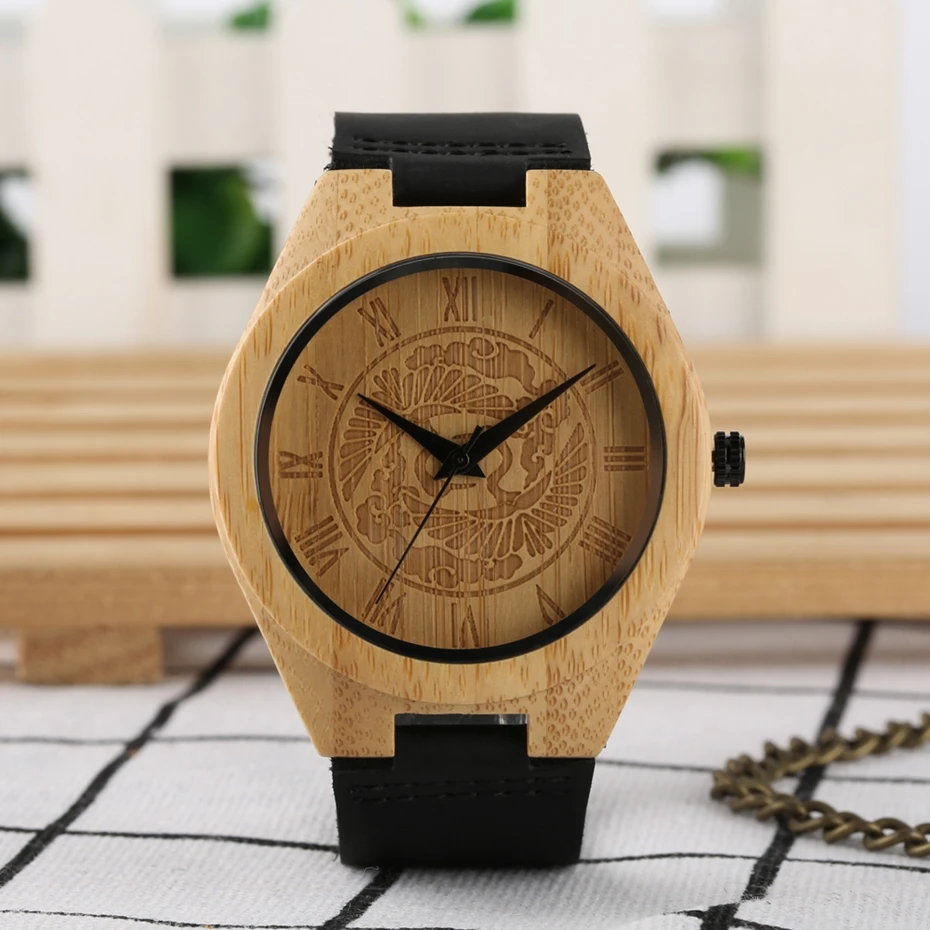 Unique Men`s Wood Watch Natural Oriental Cranes Clouds Dial Clock Male Deco Quartz Wristwatches Best Gift Clock Reloj Hombre 2019 2020 (1)