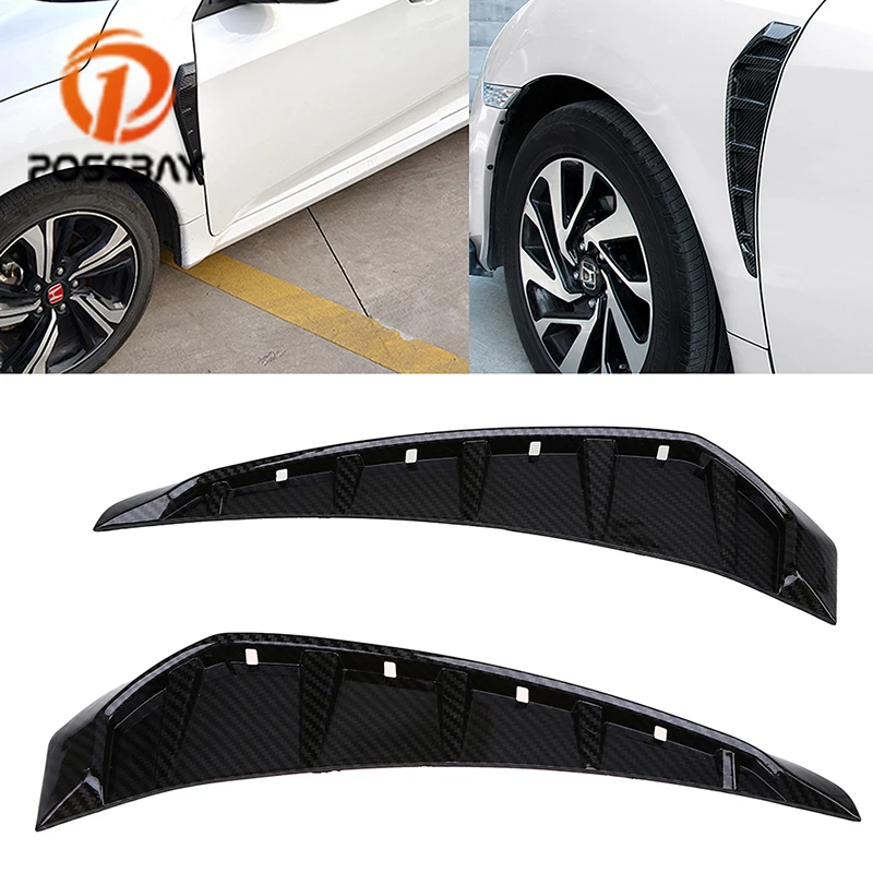 

POSSBAY Black ABS Side Wing Air Flow Fender Intake Vent Cover Stickers for Honda Civic Sedan/Coupe/Hatchback 2016-present