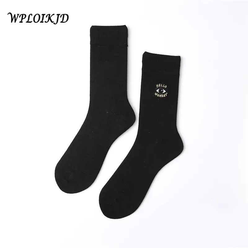 

[WPLOIKJD] Harajuku Funny Eyes Creative Ankle Socks Men Creative Skateboard In Tube Unisex Casual Crew Dress Socks Male's Gift