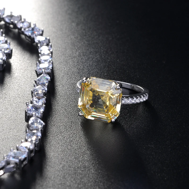 HIBRIDE New Design Brilliant Earring Ring Necklace Jewelry Set For Women Bridal Wedding Accessories Wholesale N-712 - Image 3