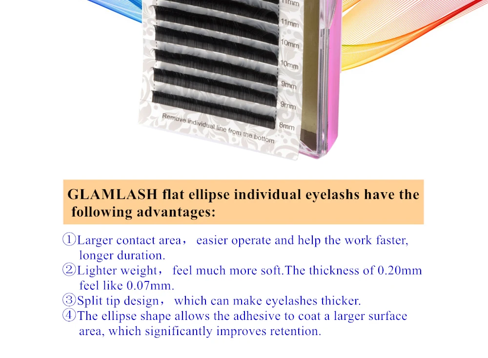 GLAMLASH 8~ 14 смешанных кашемировых плоских ресниц, матовые искусственные норковые ресницы, поставки, индивидуальные эллипсовые ресницы для наращивания, раздельные кончики