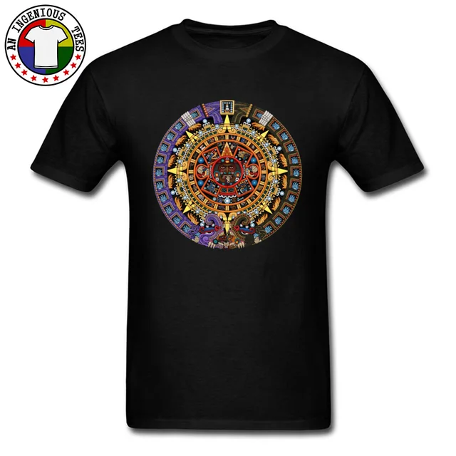 Catholicism Indians Aztec Calendar Sun Stone Classic T Shirt Men Old Style  Patterns Cotton Slim Fit Tops & Tees Camisa Father