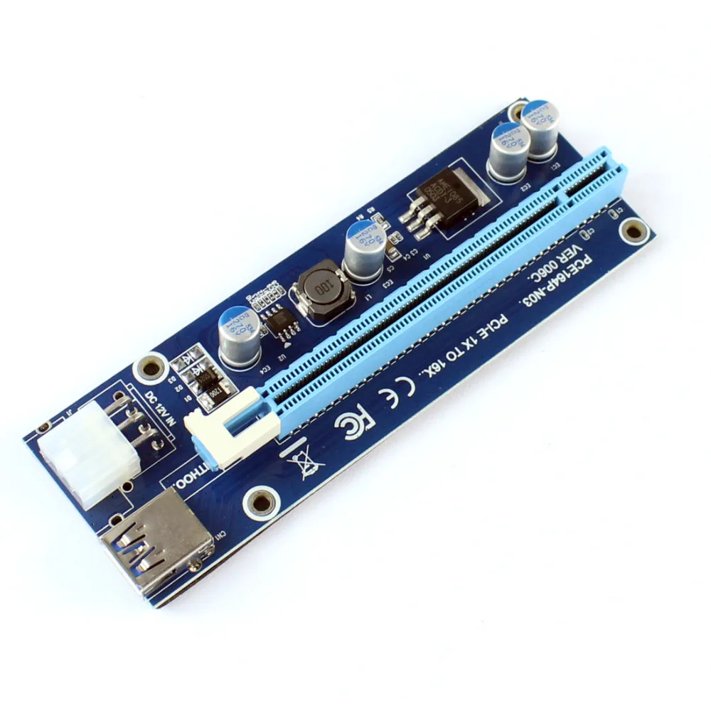 PCI-E Express 1x 4x 8x 16x Extender Riser Card Adapter USB 3.0 SATA 15Pin Male to 6Pin Power Cable for BTC Bitcoin Mining Device