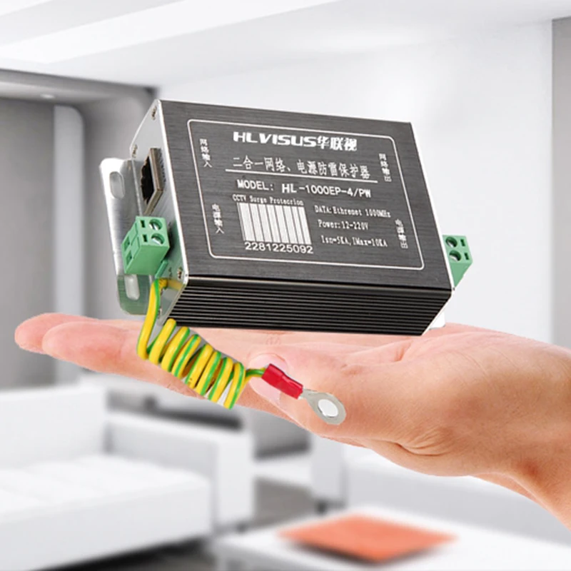 Ethernet 12 220 В Источник питания Защита от перенапряжения 2 в 1 светильник CCTV защитное