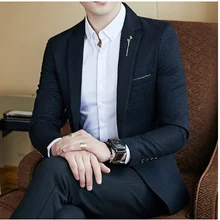 Полосатый блейзер Мужской приталенный Блейзер тонкий Masculino бизнес повседневный мужской Стильный Блейзер сезон весна осень в горошек Полосатый блейзер Мужской