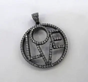 

Off 10%--6pcs Pave Micro Crystal Pave Diamond Pendant 35mm Jewelry Focal Letters Round Disc Gunmetal Flower Pave Connetor beads