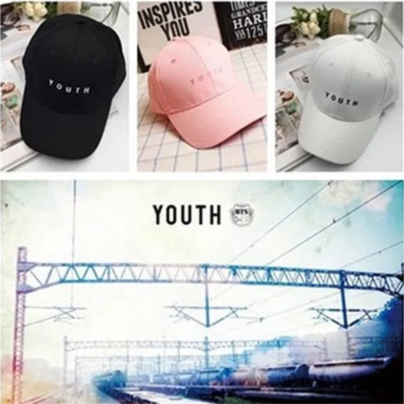 

KPOP BTS YOUTH Hat Embroidery Hip Hop Cap Unisex Snapback Adjustable JIMIN SUGA Fans Model Toy Collection