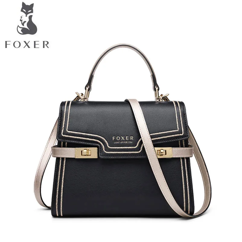 

FOXER 2019 new casual leather shoulder messenger bag Fashion shoulder bag female Platinum bag Designer bag female