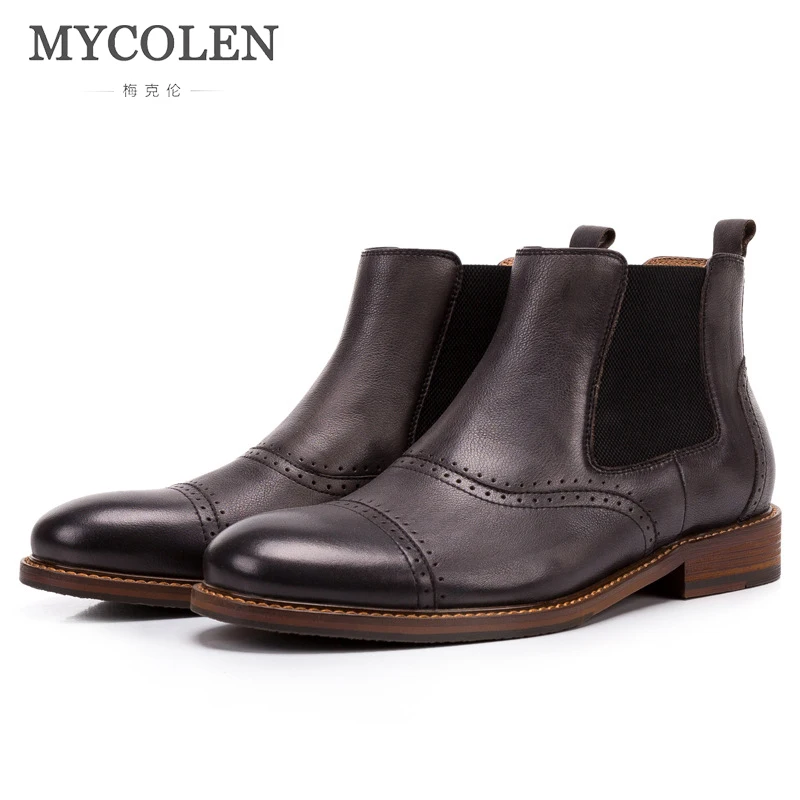 

MYCOLEN Autumn And Winter Men'S Boots Leather Luxury Product Handmade Men'S Leather Boots Leather Chelsea Boots Erkek Bot