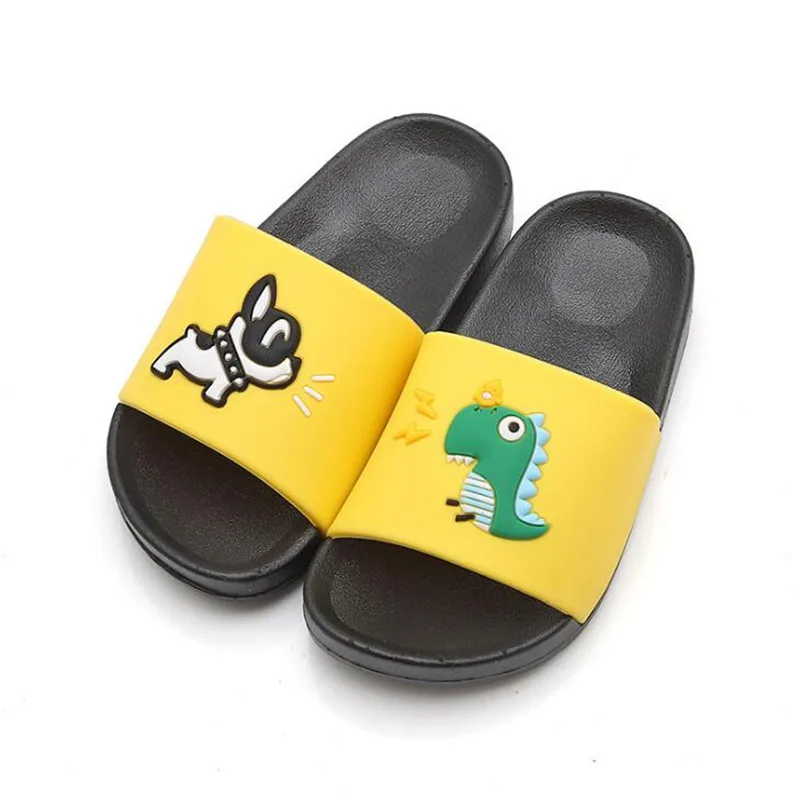 yellow Weoneit/ летняя одежда для мальчиков и девочек, тапочки для детей ПВХ резиновые Мультяшные кейсы Дети дома сандалия для ванной детские Тапочки - Цвет: yellow